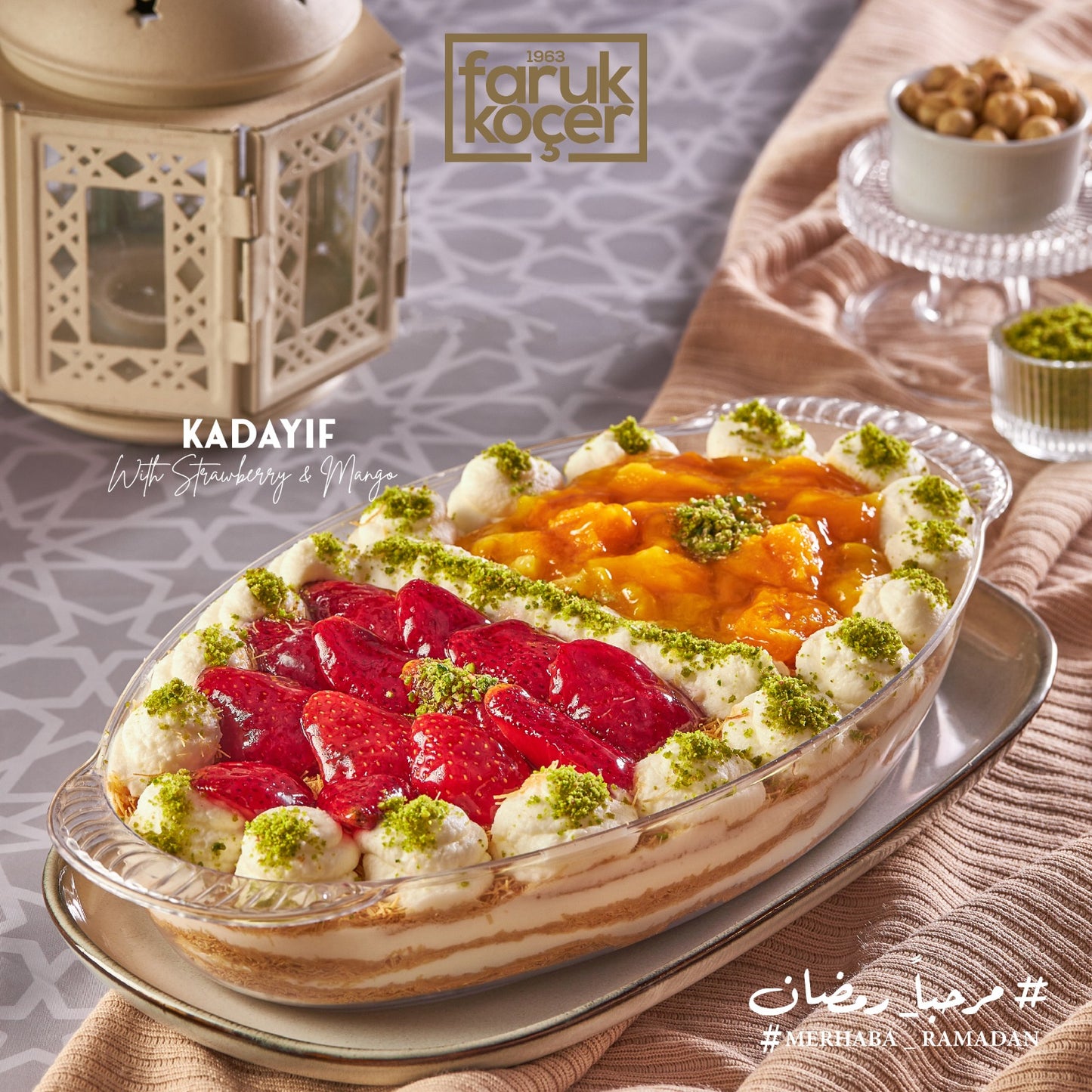 Kadayif with strawberry and mango